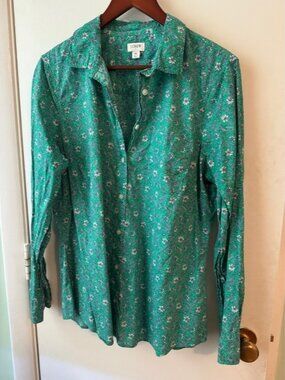 J. Crew Teal Green Floral Button-Down Shirt